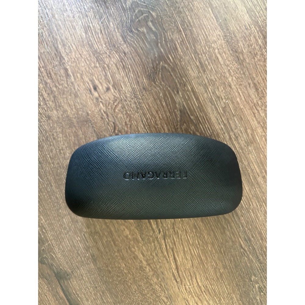 Salvatore Ferragamo Black Saffiano Leather Sunglasses Case Hardshell Eyewear